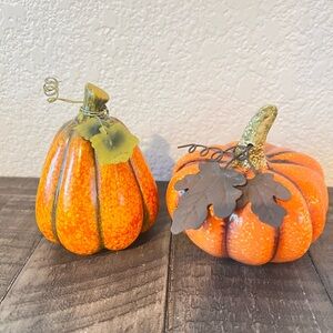 Autumn Accents Ceramic Pumpkin Set of 2 Orange 4" Height Used READ